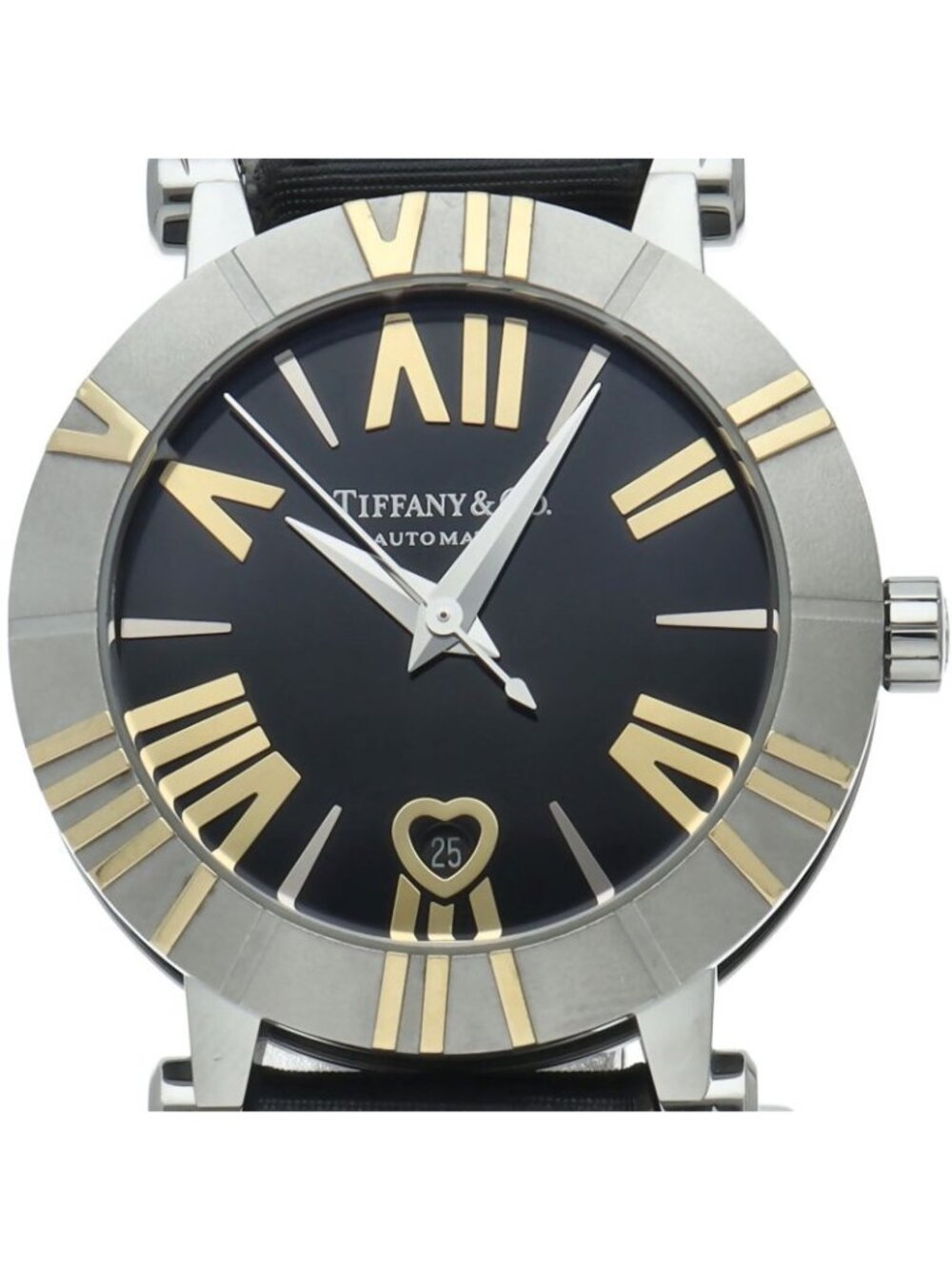 Tiffany & Co Atlas Watch SS Leather Black